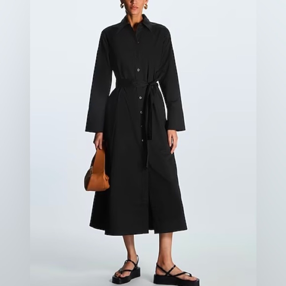 COS black cotton shirtdress